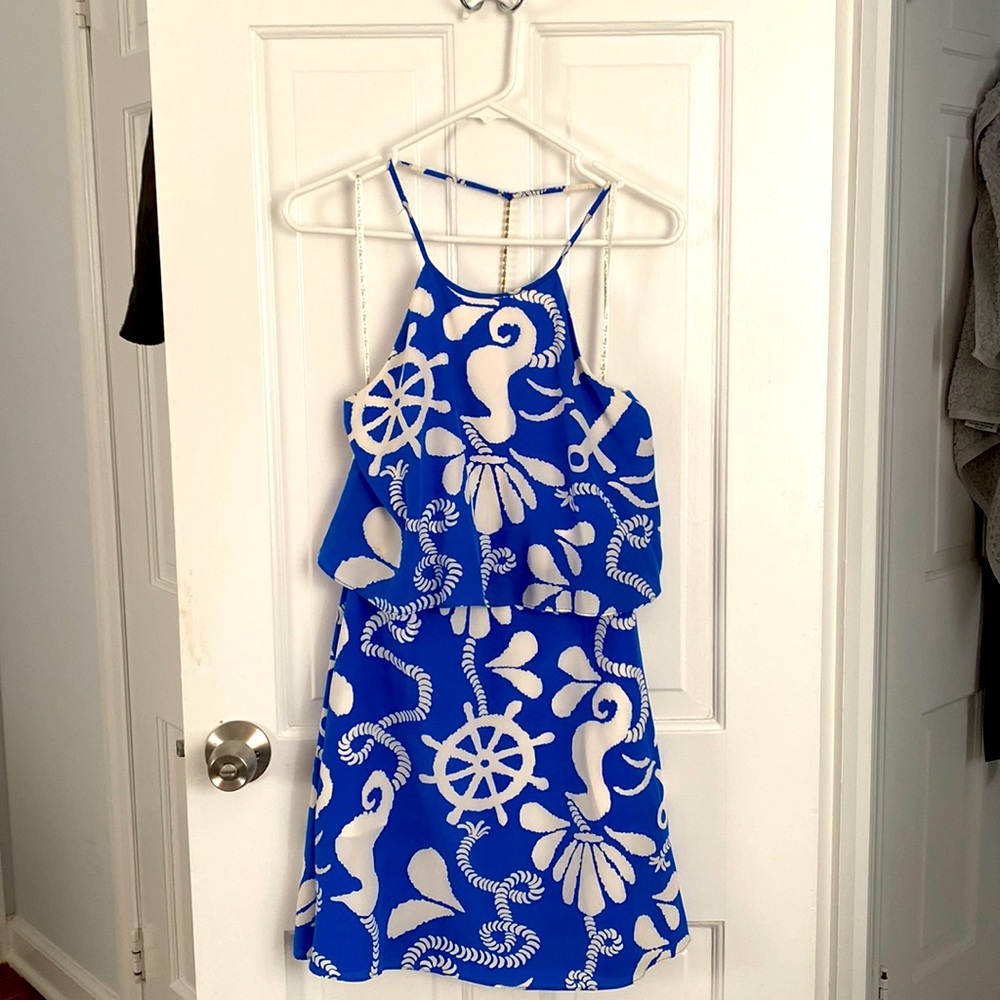 Lilly Pulitzer Dress in blue with diamond back